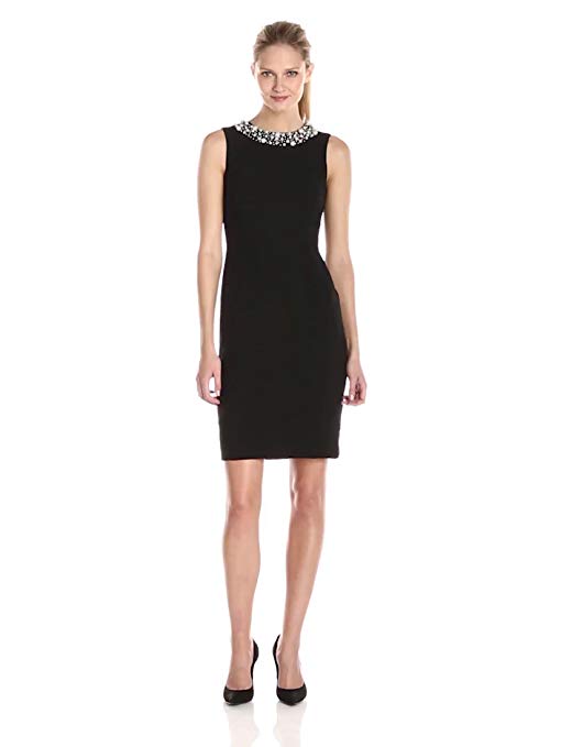 Calvin Klein Women's Sheath Dress with Pearl Neck