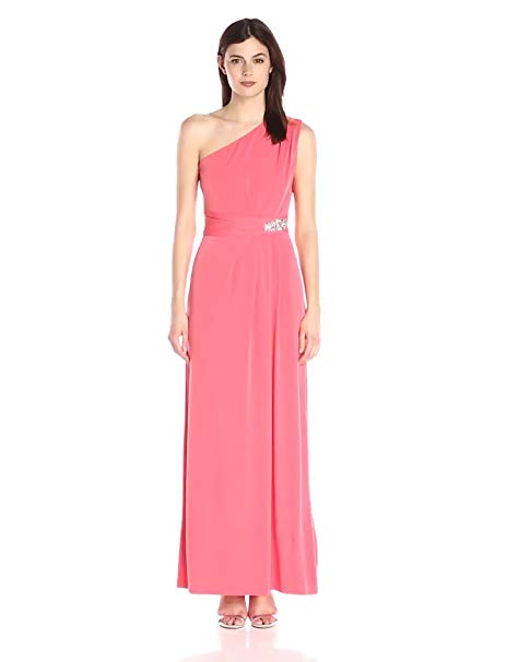 Ellen Tracy Women's One Shoulder Jersey Gown