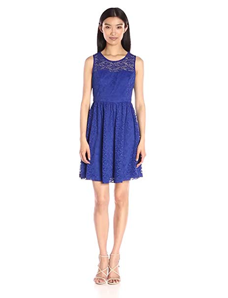 Jessica Simpson Women's Floral Lace Fit-and-Flare Dress