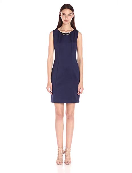 Jessica Simpson Women's Embellished Sleeveless Scuba Dress