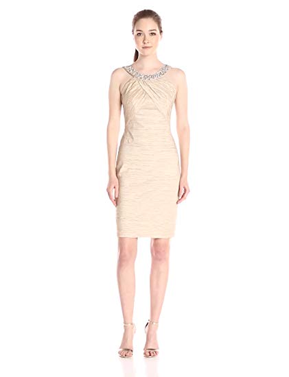 Eliza J Women's Fitted Dress With Beaded Neckline