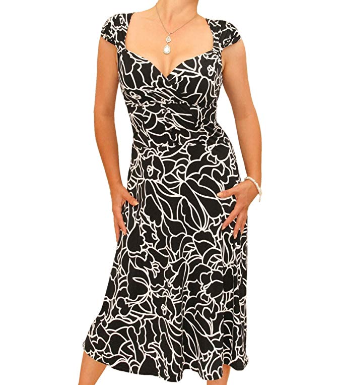 Blue Banana Women's Squiggle Print Sweetheart Neckline Dress