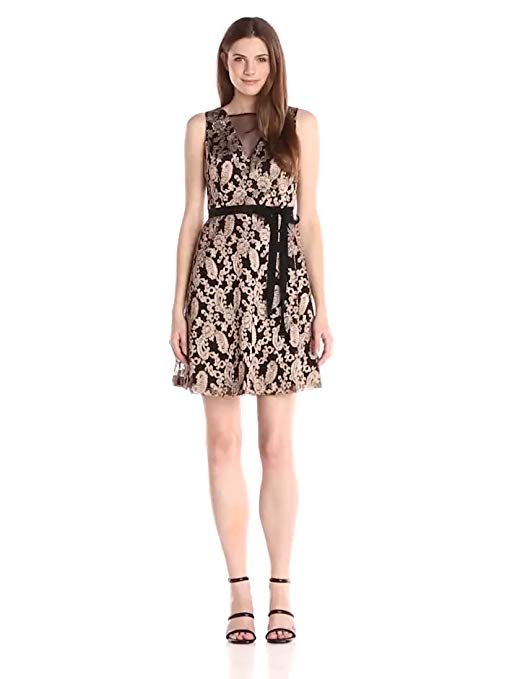 Jessica Simpson Women's Metallic Embellished Party Dress