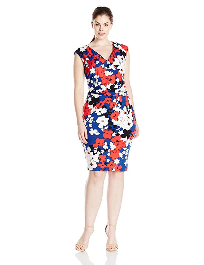 Adrianna Papell Women's Plus-Size Printed Jersey Dress