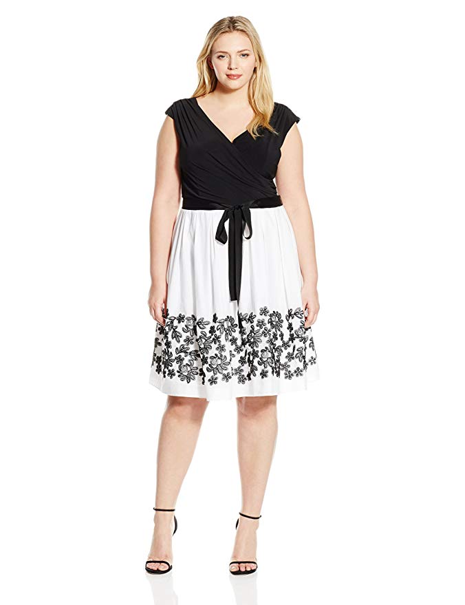 S.L. Fashions Women's Plus-Size Combo Party Dress