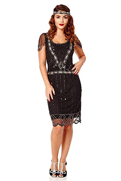 Eva Vintage Inspired Flapper Dress in Black