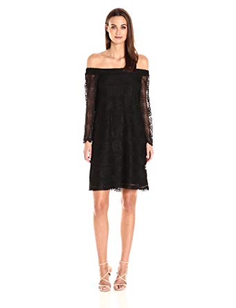 Donna Morgan Women's Black Lace Off The Shoulder Shift