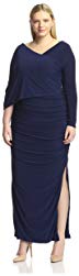 Melissa Masse Plus Women's One Sleeve Ruched Dress