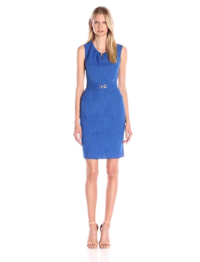 Ellen Tracy Women's Cap-Sleeve Keyhole Sheath Dress