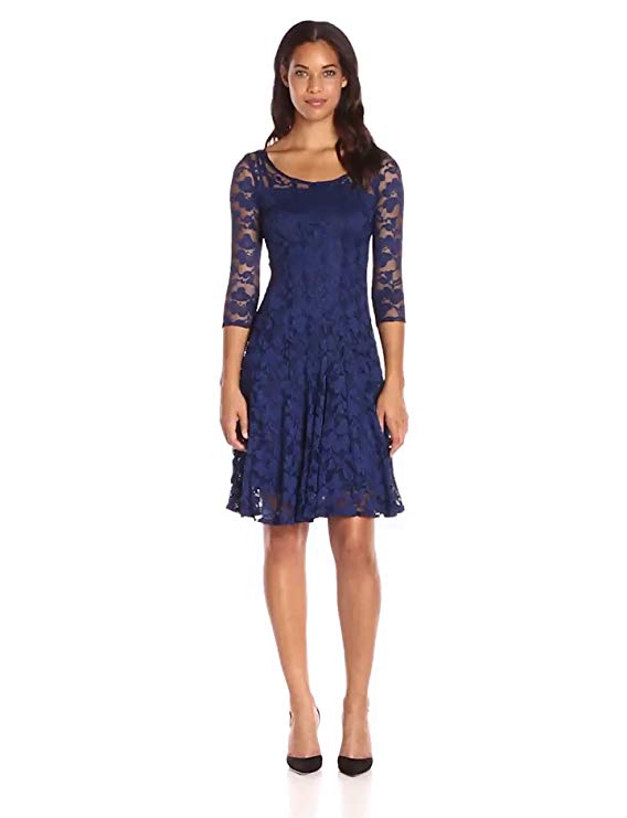 Chetta B Women's 3/4 Sleeve Lace Dress