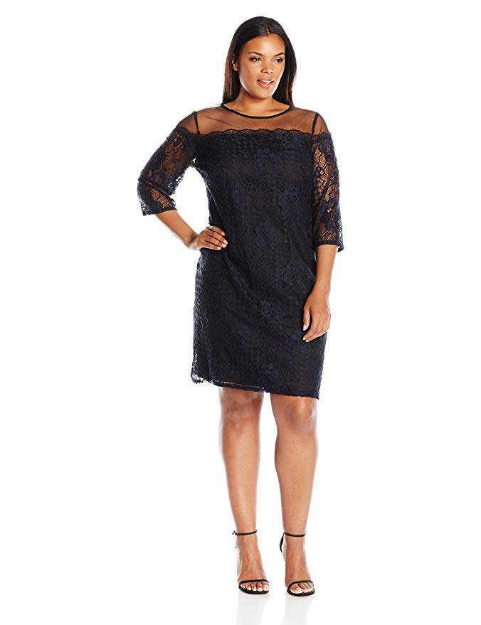 Adrianna Papell Women's Plus Size Adele Lace Shift Dress