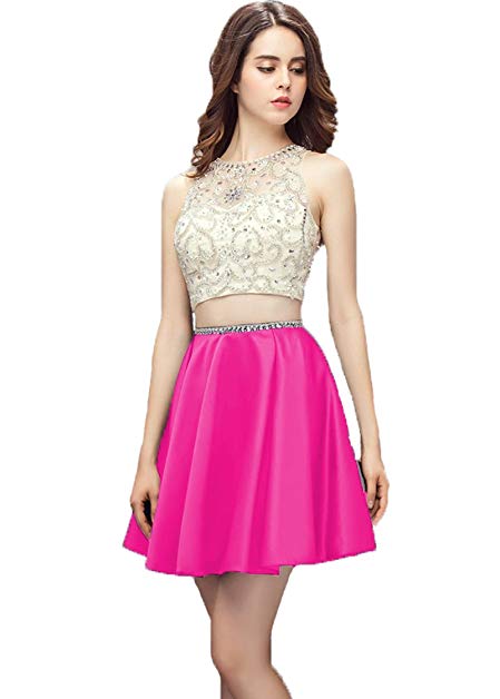 Sweetdresses High Neck A-Line Beads Crystal Short Homecoming Party Dress