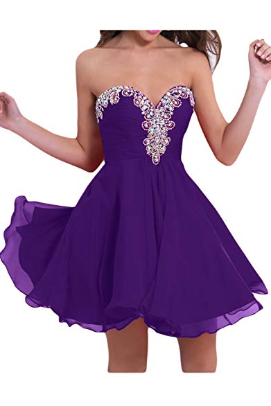 Sunvary Gorgeous Rhinestone Chiffon Homecoming Prom Dresses Mini