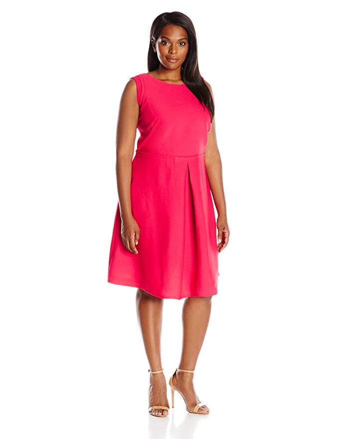 Julia Jordan Women's Plus Size Fit and Flare Dress with Pin Tuck Wiast