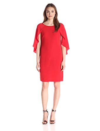 Donna Ricco Women's Red Sheath Dress with Open Sleeves