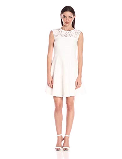 Taylor Dresses Women's Corded Knit Dress with Lace Bodice