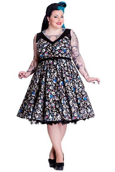 Hell Bunny Plus Rockabilly Pinup Nautical Rock Skull & Shark Party Swing Dress