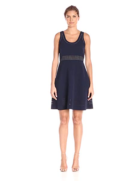 Donna Morgan Women's Laser Cut Fit and Flare Dress