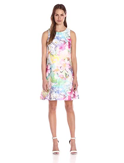 Donna Ricco Women's Sleeveless Floral Printed Fit and Flare Dress