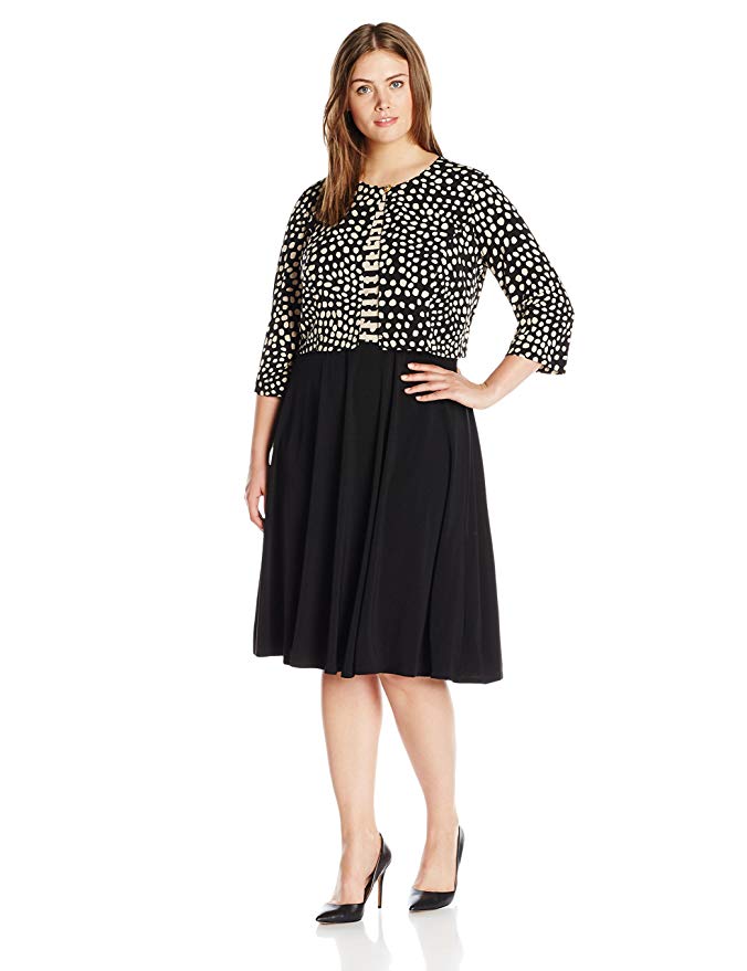 Danny and Nicole Women's Plus Size 2 Piece a-Line Dress with Long Sleeved Jacket