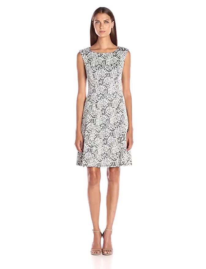 Adrianna Papell Women's Knit Jacquard Fit and Flare